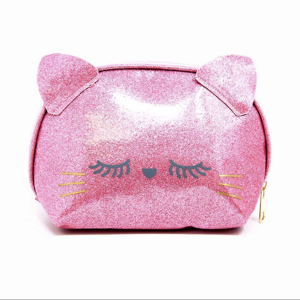 Glitter Kitty Pouch Bag (Pink)